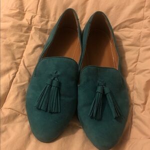 J.Crew Tassel Smoking Loafers Deep Emerald Green Suede Size 7-7.5